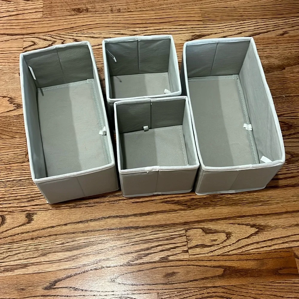 Gray Fabric Drawer Organizer Set - Neutral Storage Bins